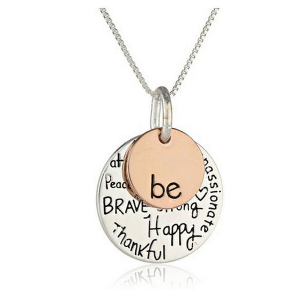 Two-Tone "Be" Graffiti Initial Charm Necklace