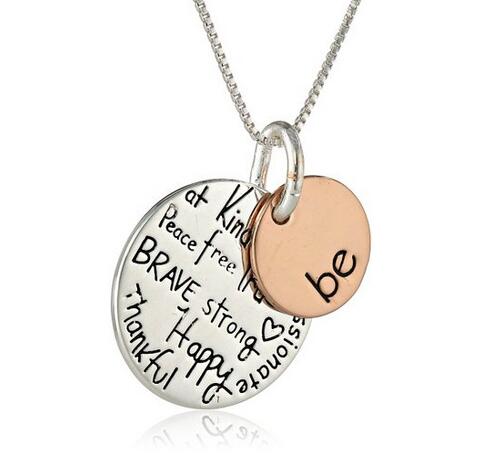 Two-Tone "Be" Graffiti Initial Charm Necklace